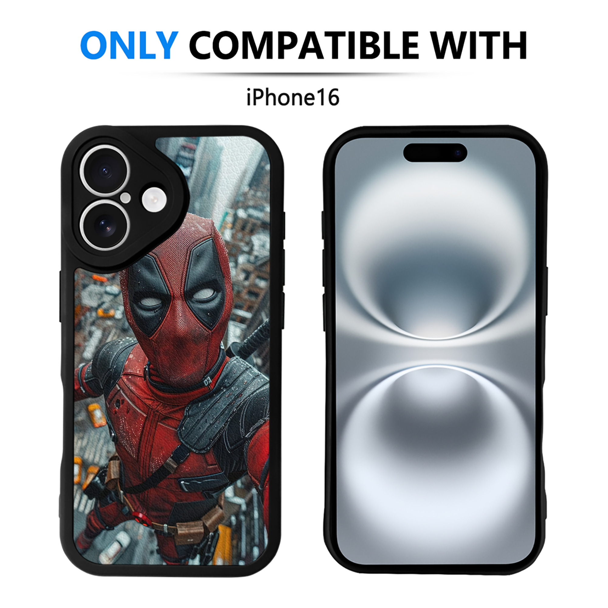 （画像用） Deadpool デッドプール 【iPhone 16シリーズ対応】シリコンスマホケース（レザー調） 材質：シリコン